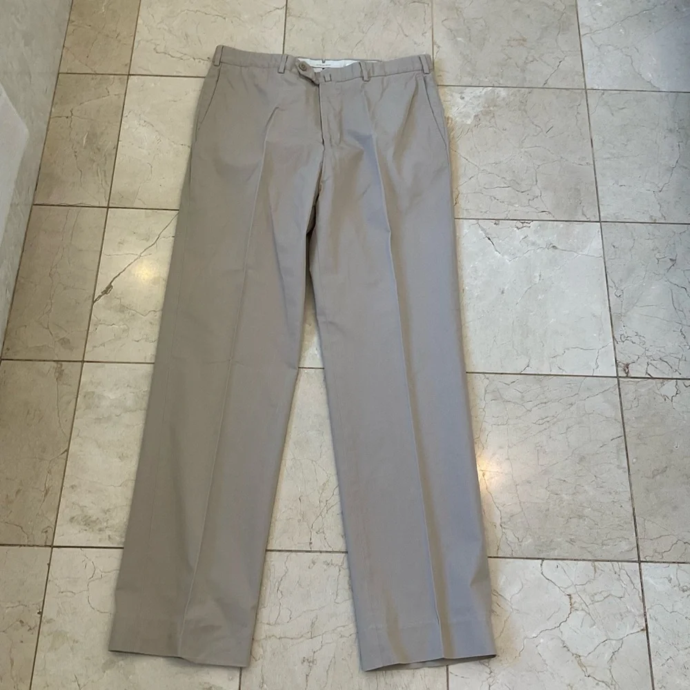 Ermenegildo Zegna Casual Khaki Trousers, 100% Cotton, Elegant Casual, Mens Sz 36